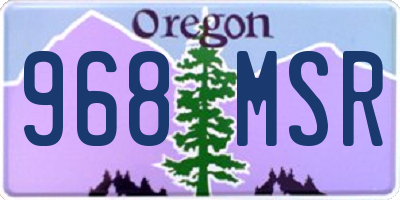OR license plate 968MSR