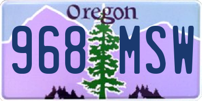 OR license plate 968MSW