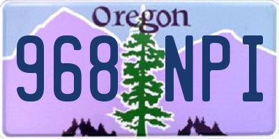 OR license plate 968NPI