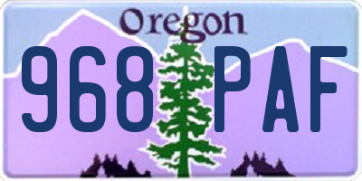 OR license plate 968PAF