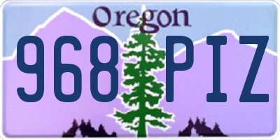 OR license plate 968PIZ