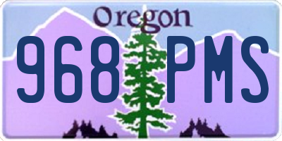 OR license plate 968PMS