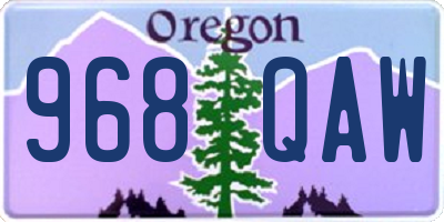 OR license plate 968QAW