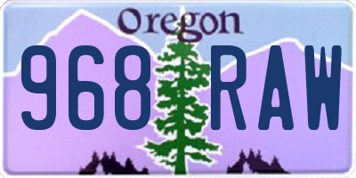OR license plate 968RAW