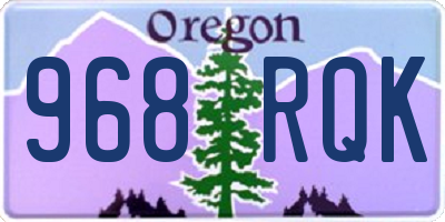 OR license plate 968RQK