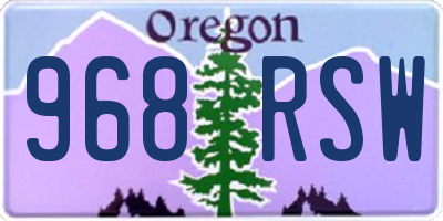 OR license plate 968RSW