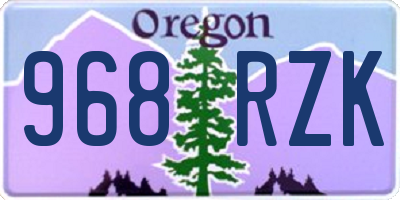 OR license plate 968RZK