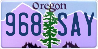 OR license plate 968SAY