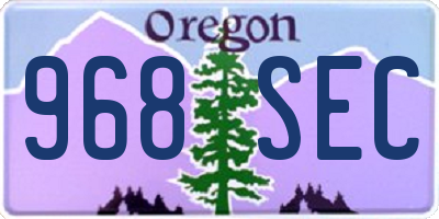 OR license plate 968SEC