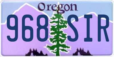 OR license plate 968SIR