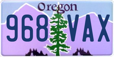 OR license plate 968VAX