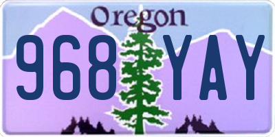 OR license plate 968YAY