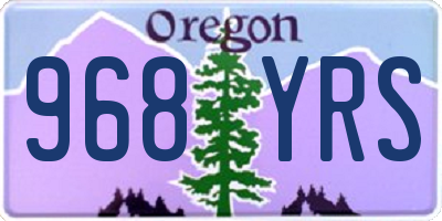 OR license plate 968YRS