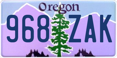 OR license plate 968ZAK