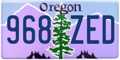 OR license plate 968ZED