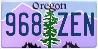 OR license plate 968ZEN