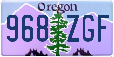 OR license plate 968ZGF