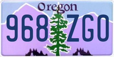 OR license plate 968ZGO