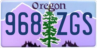 OR license plate 968ZGS