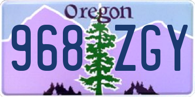 OR license plate 968ZGY