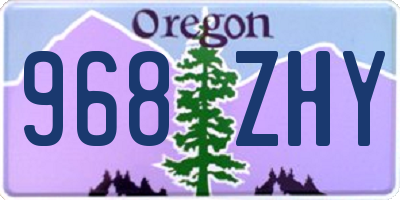 OR license plate 968ZHY