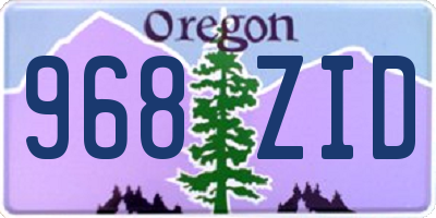 OR license plate 968ZID