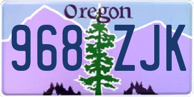 OR license plate 968ZJK