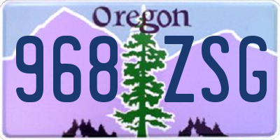 OR license plate 968ZSG