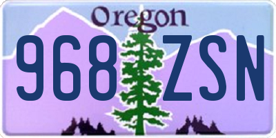 OR license plate 968ZSN