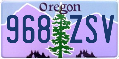 OR license plate 968ZSV