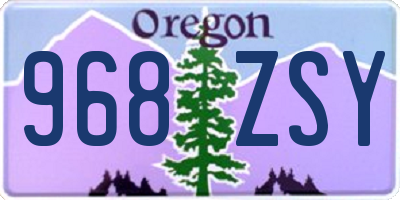 OR license plate 968ZSY
