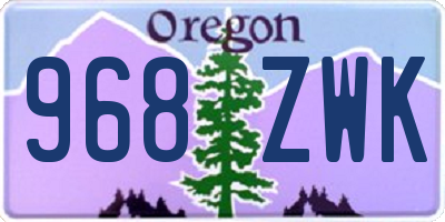 OR license plate 968ZWK