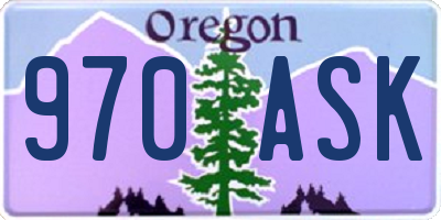 OR license plate 970ASK