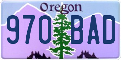 OR license plate 970BAD