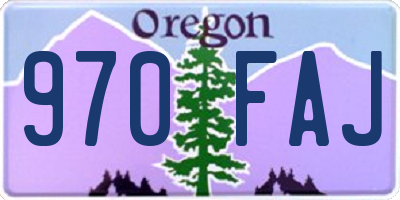 OR license plate 970FAJ