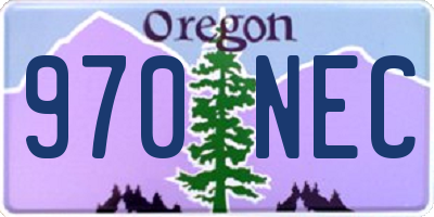 OR license plate 970NEC