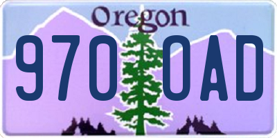 OR license plate 970OAD