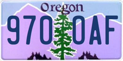 OR license plate 970OAF