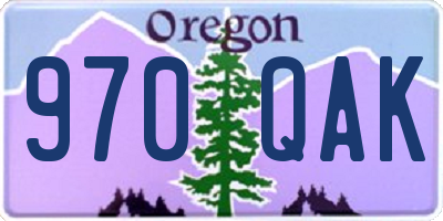 OR license plate 970QAK