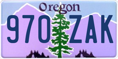 OR license plate 970ZAK