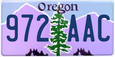 OR license plate 972AAC