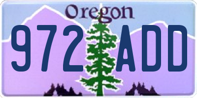 OR license plate 972ADD