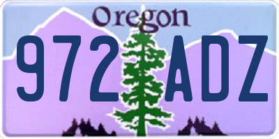 OR license plate 972ADZ