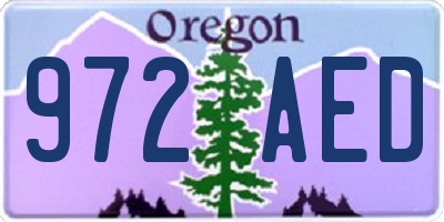 OR license plate 972AED