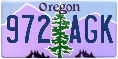 OR license plate 972AGK