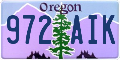 OR license plate 972AIK