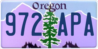 OR license plate 972APA