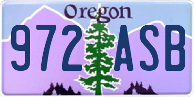 OR license plate 972ASB