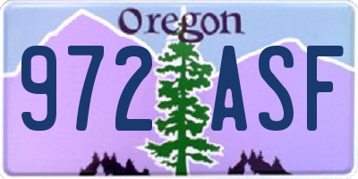 OR license plate 972ASF