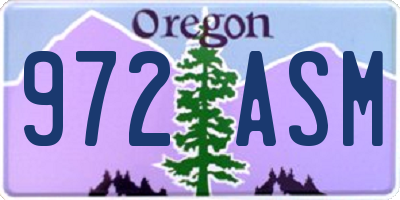 OR license plate 972ASM